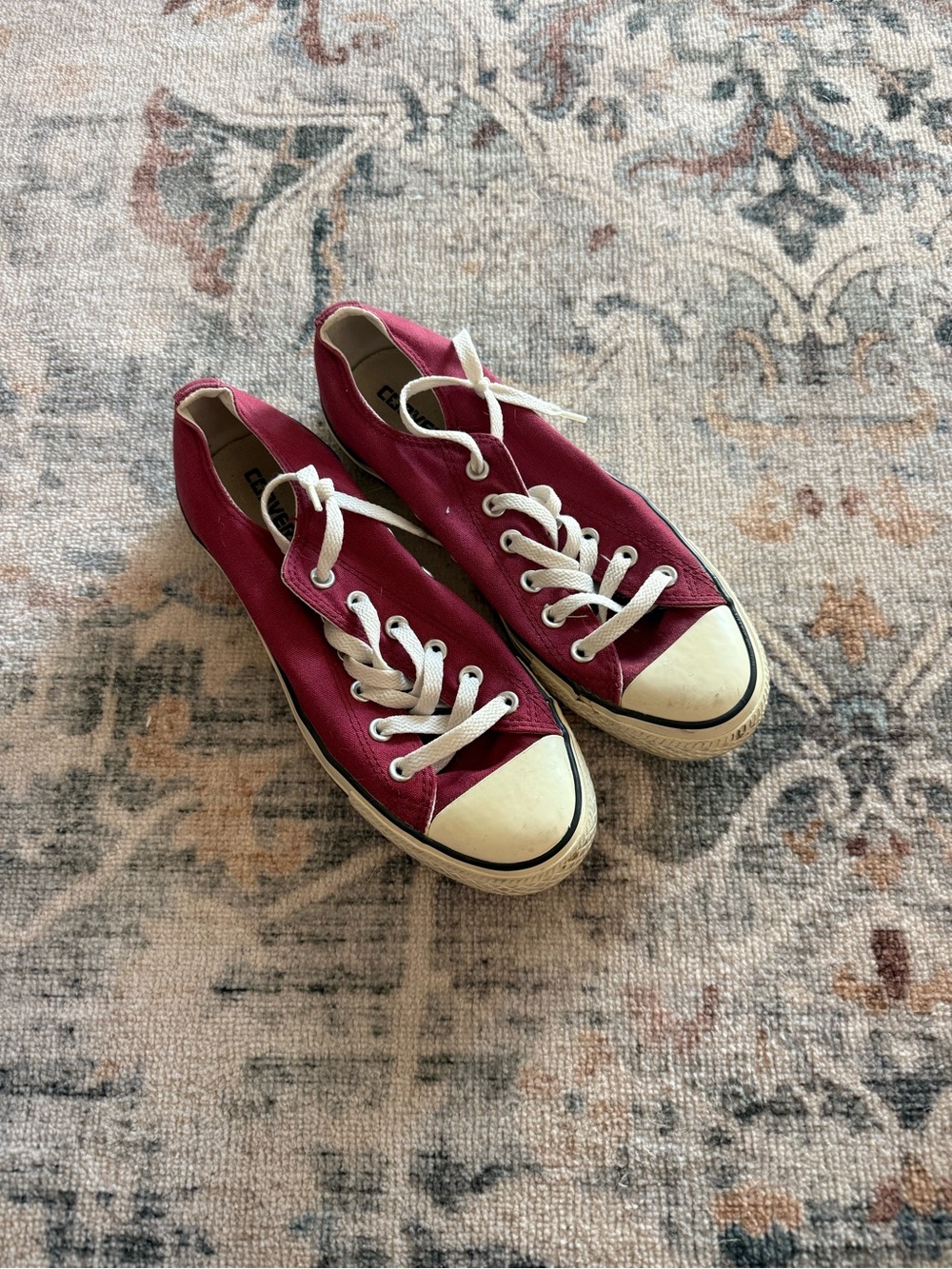 Converse Low-Top Canvas Sneakers in Burgundy with White Accents